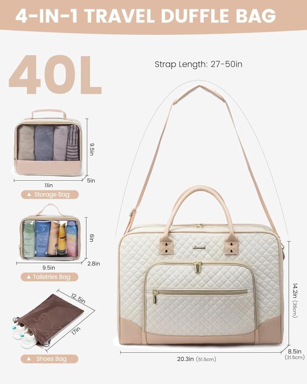 LOVEVOOK Weekender Bag for Women with Laptop Compartment, Quilted Carry on Bags for airplanes with Shoe Bag, Travel Duffel Tote Bags with Toiletry Bag, Hospital Bags with Wet Pocket Shoe Bag - Image 2