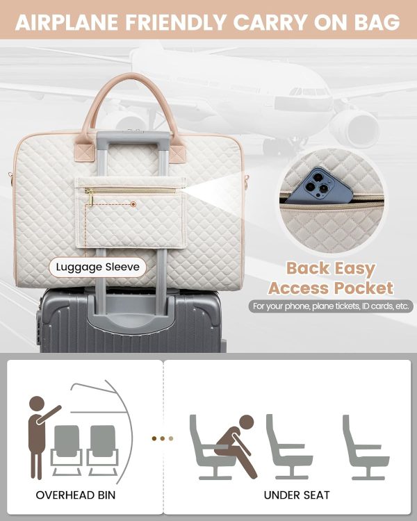 LOVEVOOK Weekender Bag for Women with Laptop Compartment, Quilted Carry on Bags for airplanes with Shoe Bag, Travel Duffel Tote Bags with Toiletry Bag, Hospital Bags with Wet Pocket Shoe Bag - Image 4
