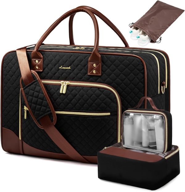 LOVEVOOK Weekender Bag for Women with Laptop Compartment, Quilted Carry on Bags for airplanes with Shoe Bag, Travel Duffel Tote Bags with Toiletry Bag, Hospital Bags with Wet Pocket Shoe Bag - Image 9