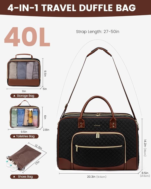 LOVEVOOK Weekender Bag for Women with Laptop Compartment, Quilted Carry on Bags for airplanes with Shoe Bag, Travel Duffel Tote Bags with Toiletry Bag, Hospital Bags with Wet Pocket Shoe Bag - Image 10