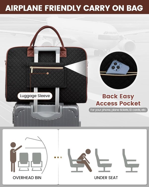 LOVEVOOK Weekender Bag for Women with Laptop Compartment, Quilted Carry on Bags for airplanes with Shoe Bag, Travel Duffel Tote Bags with Toiletry Bag, Hospital Bags with Wet Pocket Shoe Bag - Image 12