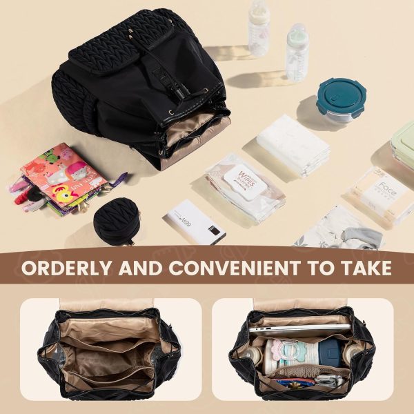 LOVEVOOK Diaper Bag Backpack, Small Cute Baby Bag, Stylish Water-Resistant Travel Bag for Mom, Baby Backpack with Changing Pad, Stroller Straps - Black - Image 2