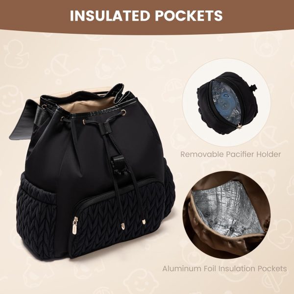 LOVEVOOK Diaper Bag Backpack, Small Cute Baby Bag, Stylish Water-Resistant Travel Bag for Mom, Baby Backpack with Changing Pad, Stroller Straps - Black - Image 6