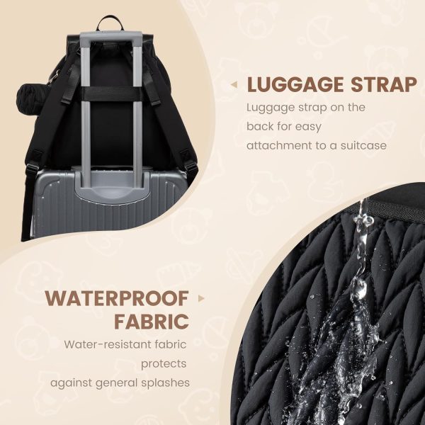 LOVEVOOK Diaper Bag Backpack, Small Cute Baby Bag, Stylish Water-Resistant Travel Bag for Mom, Baby Backpack with Changing Pad, Stroller Straps - Black - Image 7