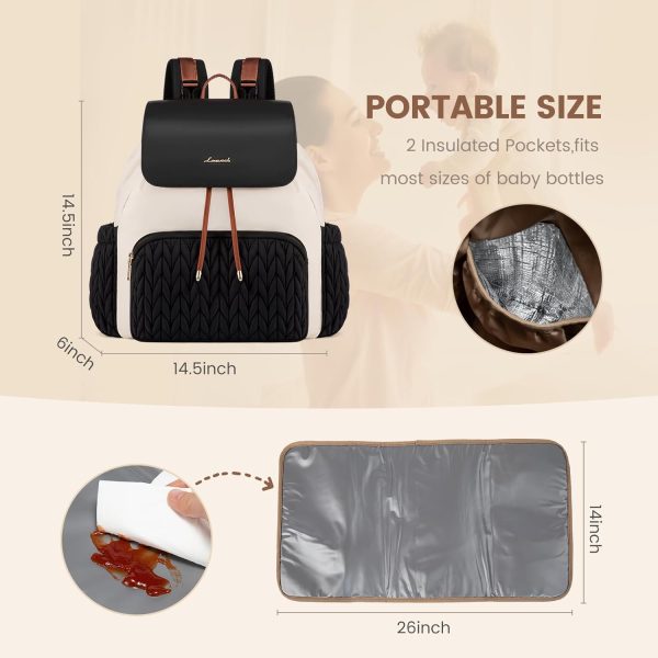 LOVEVOOK Diaper Bag Backpack, Small Cute Baby Bag, Stylish Water-Resistant Travel Bag for Mom, Baby Backpack with Changing Pad, Stroller Straps - Black - Image 12