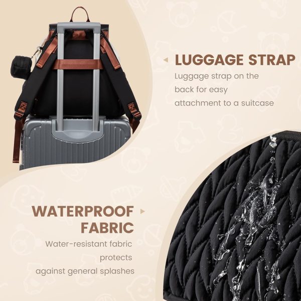 LOVEVOOK Diaper Bag Backpack, Small Cute Baby Bag, Stylish Water-Resistant Travel Bag for Mom, Baby Backpack with Changing Pad, Stroller Straps - Black - Image 14