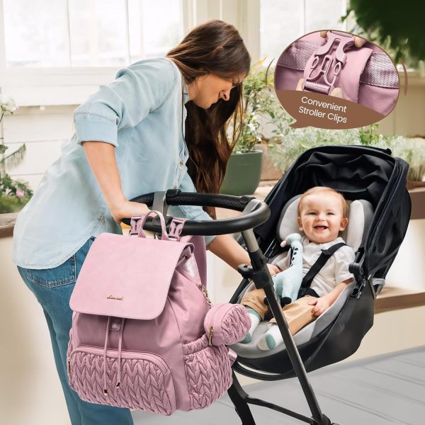 LOVEVOOK Diaper Bag Backpack, Small Cute Baby Bag, Stylish Water-Resistant Travel Bag for Mom, Baby Backpack with Changing Pad, Stroller Straps - Black - Image 17