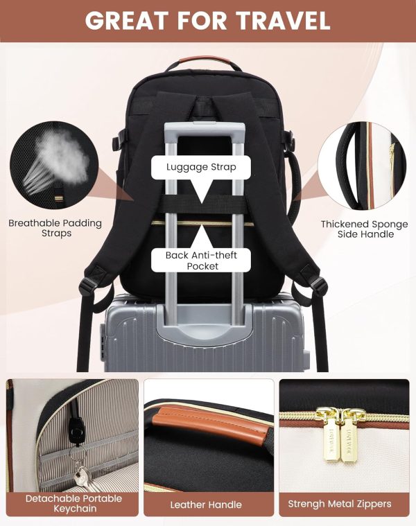 LOVEVOOK Large Travel Backpack for Women & Men, 40L Carry on Backpack for Airplanes, TSA Personal Item Travel Bag fits 17" Laptop, Waterproof Travel Essentials Airline Approved with 3 Packing Cubes - Image 8