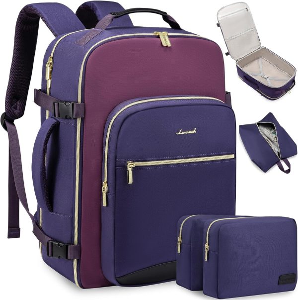 LOVEVOOK Large Travel Backpack for Women & Men, 40L Carry on Backpack for Airplanes, TSA Personal Item Travel Bag fits 17" Laptop, Waterproof Travel Essentials Airline Approved with 3 Packing Cubes - Image 11