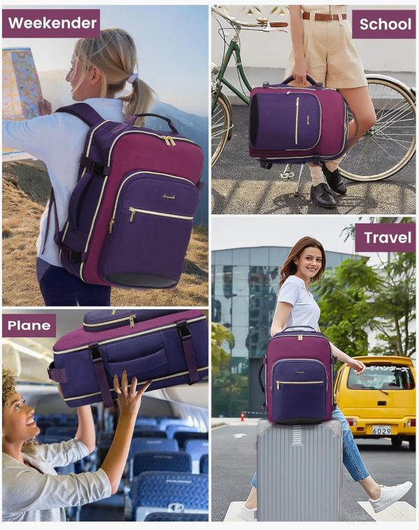 LOVEVOOK Large Travel Backpack for Women & Men, 40L Carry on Backpack for Airplanes, TSA Personal Item Travel Bag fits 17" Laptop, Waterproof Travel Essentials Airline Approved with 3 Packing Cubes - Image 16