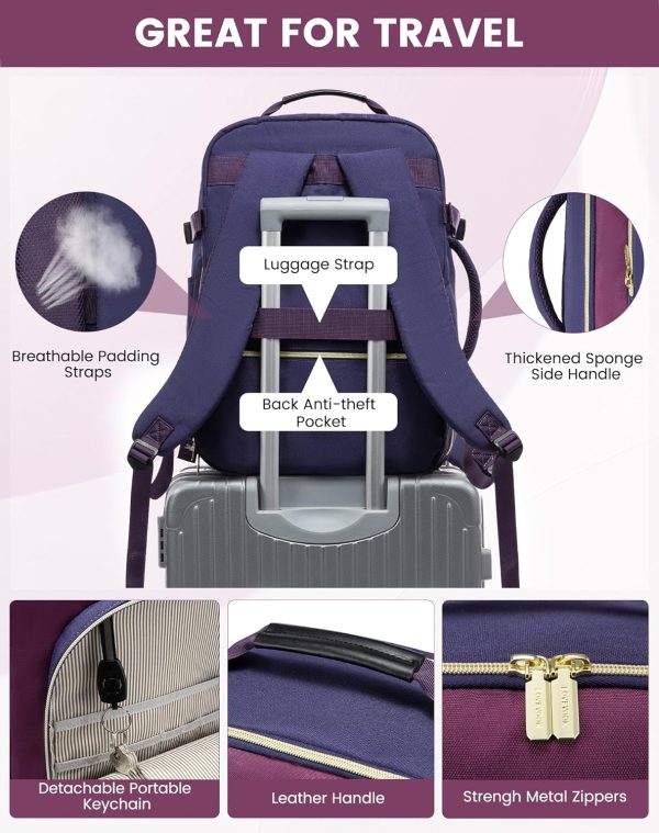 LOVEVOOK Large Travel Backpack for Women & Men, 40L Carry on Backpack for Airplanes, TSA Personal Item Travel Bag fits 17" Laptop, Waterproof Travel Essentials Airline Approved with 3 Packing Cubes - Image 17
