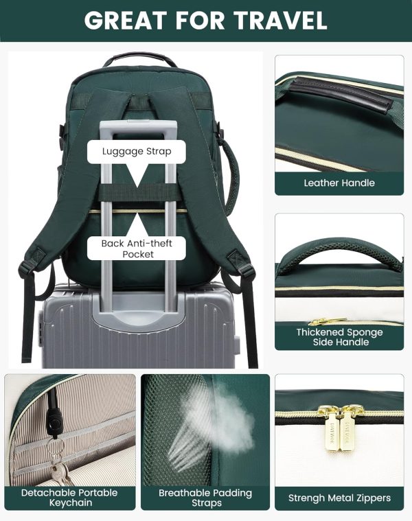 LOVEVOOK Large Travel Backpack for Women & Men, 40L Carry on Backpack for Airplanes, TSA Personal Item Travel Bag fits 17" Laptop, Waterproof Travel Essentials Airline Approved with 3 Packing Cubes - Image 35