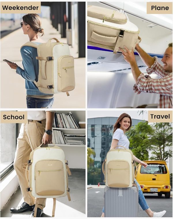LOVEVOOK Large Travel Backpack for Women & Men, 40L Carry on Backpack for Airplanes, TSA Personal Item Travel Bag fits 17" Laptop, Waterproof Travel Essentials Airline Approved with 3 Packing Cubes - Image 44