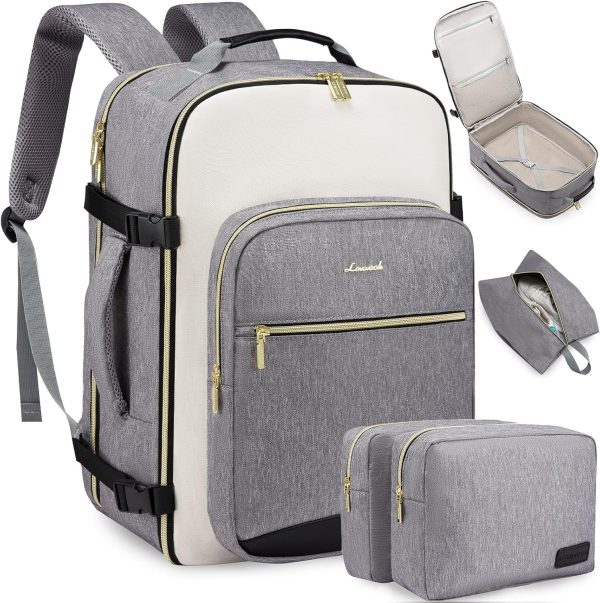 LOVEVOOK Large Travel Backpack for Women & Men, 40L Carry on Backpack for Airplanes, TSA Personal Item Travel Bag fits 17" Laptop, Waterproof Travel Essentials Airline Approved with 3 Packing Cubes - Image 59
