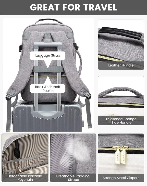 LOVEVOOK Large Travel Backpack for Women & Men, 40L Carry on Backpack for Airplanes, TSA Personal Item Travel Bag fits 17" Laptop, Waterproof Travel Essentials Airline Approved with 3 Packing Cubes - Image 65