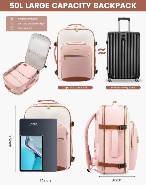 LOVEVOOK Large Travel Backpack for Women & Men, 40L Carry on Backpack for Airplanes, TSA Personal Item Travel Bag fits 17" Laptop, Waterproof Travel Essentials Airline Approved with 3 Packing Cubes - Image 69