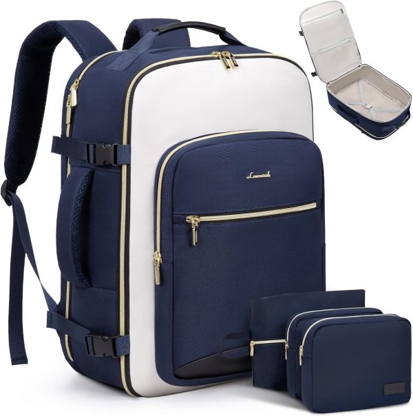 LOVEVOOK Large Travel Backpack for Women & Men, 40L Carry on Backpack for Airplanes, TSA Personal Item Travel Bag fits 17" Laptop, Waterproof Travel Essentials Airline Approved with 3 Packing Cubes - Image 70