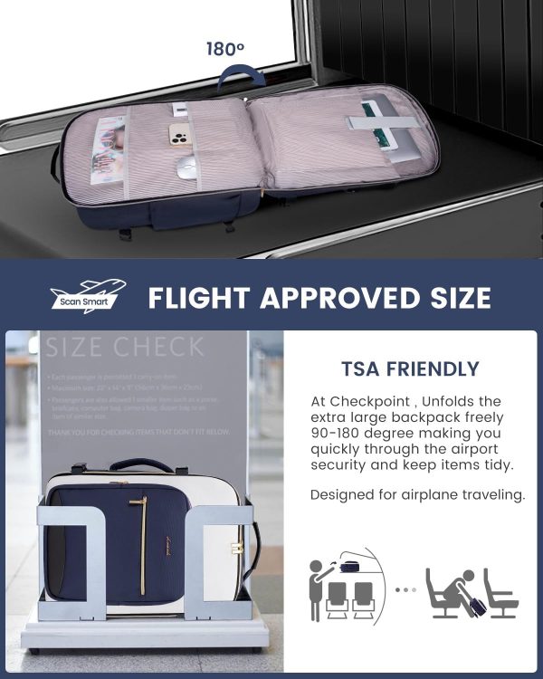 LOVEVOOK Large Travel Backpack for Women & Men, 40L Carry on Backpack for Airplanes, TSA Personal Item Travel Bag fits 17" Laptop, Waterproof Travel Essentials Airline Approved with 3 Packing Cubes - Image 72