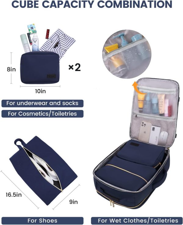LOVEVOOK Large Travel Backpack for Women & Men, 40L Carry on Backpack for Airplanes, TSA Personal Item Travel Bag fits 17" Laptop, Waterproof Travel Essentials Airline Approved with 3 Packing Cubes - Image 75