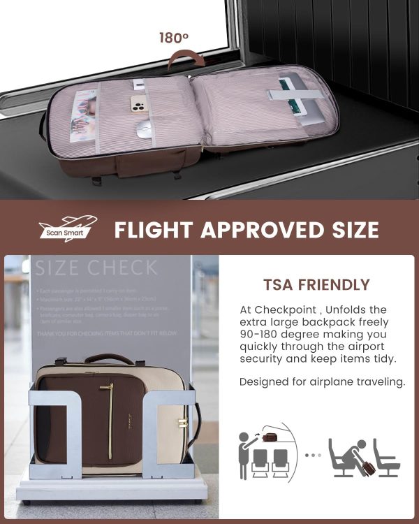 LOVEVOOK Large Travel Backpack for Women & Men, 40L Carry on Backpack for Airplanes, TSA Personal Item Travel Bag fits 17" Laptop, Waterproof Travel Essentials Airline Approved with 3 Packing Cubes - Image 84