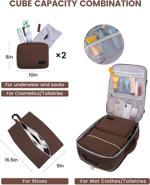 LOVEVOOK Large Travel Backpack for Women & Men, 40L Carry on Backpack for Airplanes, TSA Personal Item Travel Bag fits 17" Laptop, Waterproof Travel Essentials Airline Approved with 3 Packing Cubes - Image 87