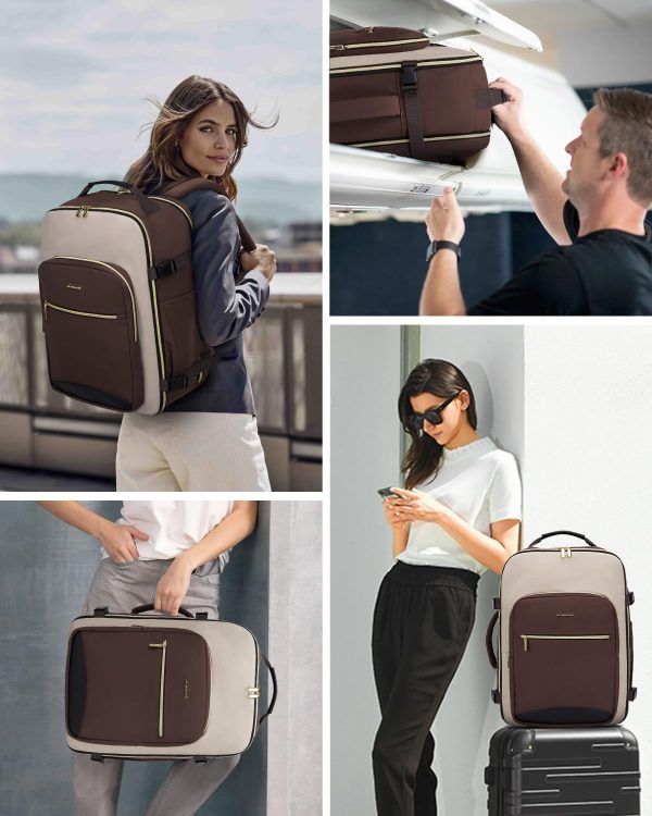 LOVEVOOK Large Travel Backpack for Women & Men, 40L Carry on Backpack for Airplanes, TSA Personal Item Travel Bag fits 17" Laptop, Waterproof Travel Essentials Airline Approved with 3 Packing Cubes - Image 88