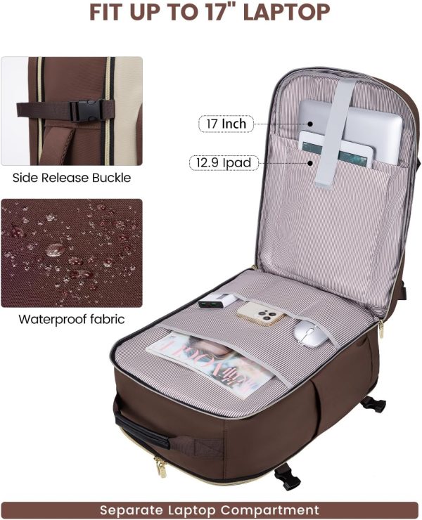 LOVEVOOK Large Travel Backpack for Women & Men, 40L Carry on Backpack for Airplanes, TSA Personal Item Travel Bag fits 17" Laptop, Waterproof Travel Essentials Airline Approved with 3 Packing Cubes - Image 91