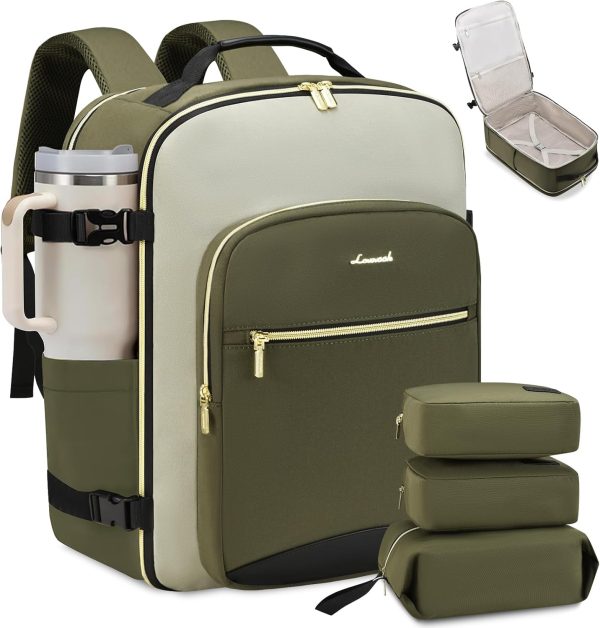 LOVEVOOK Large Travel Backpack for Women & Men, 40L Carry on Backpack for Airplanes, TSA Personal Item Travel Bag fits 17" Laptop, Waterproof Travel Essentials Airline Approved with 3 Packing Cubes - Image 94