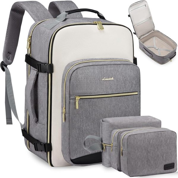 LOVEVOOK Large Travel Backpack for Women & Men, 40L Carry on Backpack for Airplanes, TSA Personal Item Travel Bag fits 17" Laptop, Waterproof Travel Essentials Airline Approved with 3 Packing Cubes - Image 95