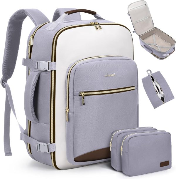 LOVEVOOK Large Travel Backpack for Women & Men, 40L Carry on Backpack for Airplanes, TSA Personal Item Travel Bag fits 17" Laptop, Waterproof Travel Essentials Airline Approved with 3 Packing Cubes - Image 98