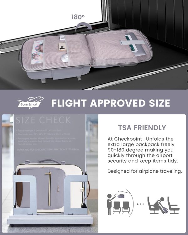LOVEVOOK Large Travel Backpack for Women & Men, 40L Carry on Backpack for Airplanes, TSA Personal Item Travel Bag fits 17" Laptop, Waterproof Travel Essentials Airline Approved with 3 Packing Cubes - Image 100