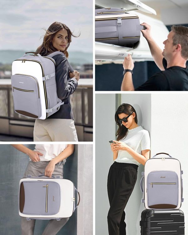 LOVEVOOK Large Travel Backpack for Women & Men, 40L Carry on Backpack for Airplanes, TSA Personal Item Travel Bag fits 17" Laptop, Waterproof Travel Essentials Airline Approved with 3 Packing Cubes - Image 104