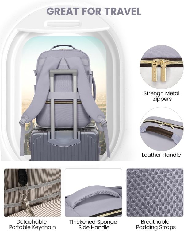LOVEVOOK Large Travel Backpack for Women & Men, 40L Carry on Backpack for Airplanes, TSA Personal Item Travel Bag fits 17" Laptop, Waterproof Travel Essentials Airline Approved with 3 Packing Cubes - Image 105