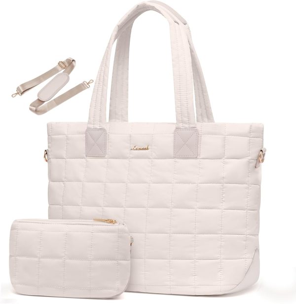 LOVEVOOK Tote Bag for Women, Large Puffer Tote Bag with Zipper Quilted Light Work Bag - Image 42