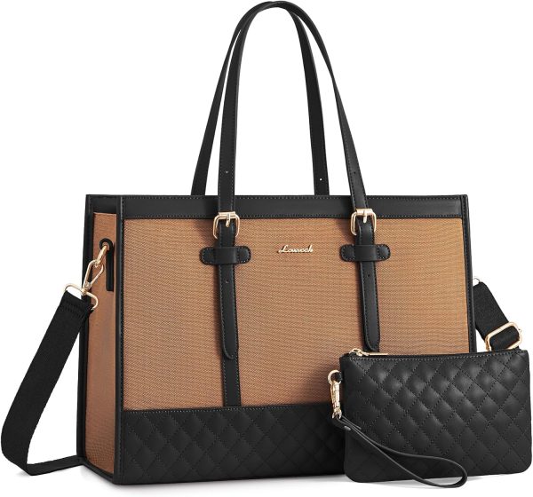 LOVEVOOK Laptop Bag for Women 15.6 inch Canvas Laptop Tote Bag, Large Capacity Work Bag with Clutch Purse, Computer Bag Office Business Briefcase, Casual Handbag for Travel College Teacher School - Image 10