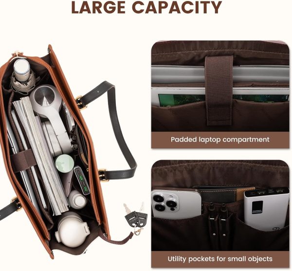 LOVEVOOK Laptop Bag for Women 15.6 inch Canvas Laptop Tote Bag, Large Capacity Work Bag with Clutch Purse, Computer Bag Office Business Briefcase, Casual Handbag for Travel College Teacher School - Image 12