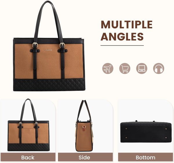 LOVEVOOK Laptop Bag for Women 15.6 inch Canvas Laptop Tote Bag, Large Capacity Work Bag with Clutch Purse, Computer Bag Office Business Briefcase, Casual Handbag for Travel College Teacher School - Image 17