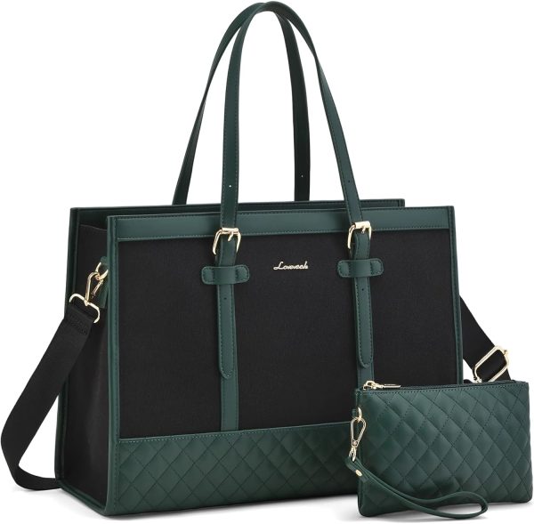 LOVEVOOK Laptop Bag for Women 15.6 inch Canvas Laptop Tote Bag, Large Capacity Work Bag with Clutch Purse, Computer Bag Office Business Briefcase, Casual Handbag for Travel College Teacher School - Image 18
