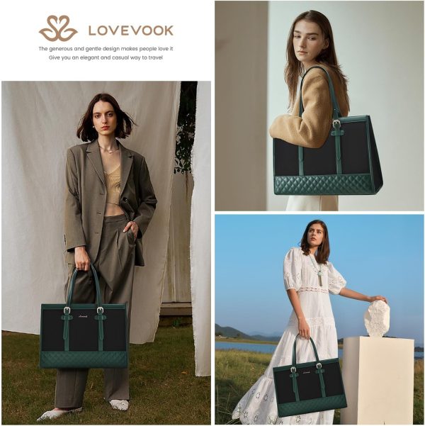 LOVEVOOK Laptop Bag for Women 15.6 inch Canvas Laptop Tote Bag, Large Capacity Work Bag with Clutch Purse, Computer Bag Office Business Briefcase, Casual Handbag for Travel College Teacher School - Image 19