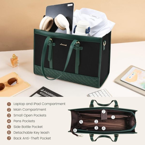 LOVEVOOK Laptop Bag for Women 15.6 inch Canvas Laptop Tote Bag, Large Capacity Work Bag with Clutch Purse, Computer Bag Office Business Briefcase, Casual Handbag for Travel College Teacher School - Image 21