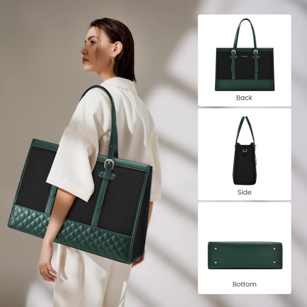 LOVEVOOK Laptop Bag for Women 15.6 inch Canvas Laptop Tote Bag, Large Capacity Work Bag with Clutch Purse, Computer Bag Office Business Briefcase, Casual Handbag for Travel College Teacher School - Image 25