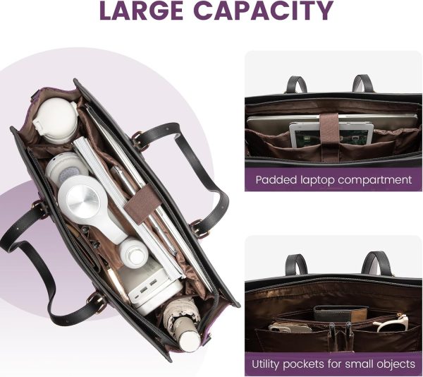 LOVEVOOK Laptop Bag for Women 15.6 inch Canvas Laptop Tote Bag, Large Capacity Work Bag with Clutch Purse, Computer Bag Office Business Briefcase, Casual Handbag for Travel College Teacher School - Image 29