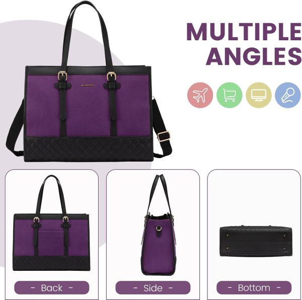 LOVEVOOK Laptop Bag for Women 15.6 inch Canvas Laptop Tote Bag, Large Capacity Work Bag with Clutch Purse, Computer Bag Office Business Briefcase, Casual Handbag for Travel College Teacher School - Image 33