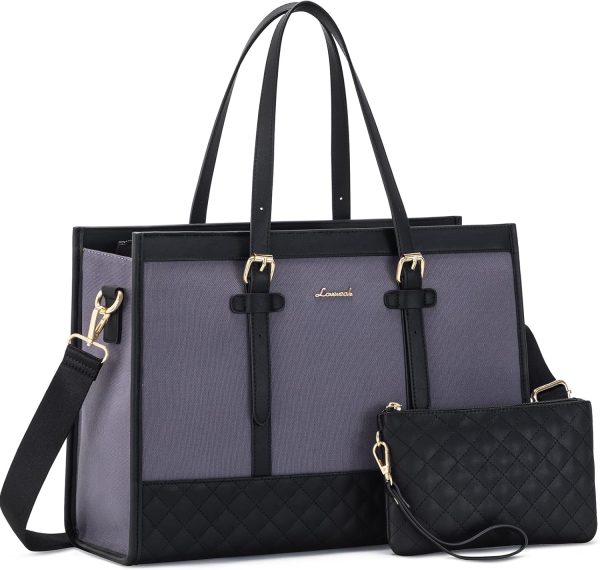 LOVEVOOK Laptop Bag for Women 15.6 inch Canvas Laptop Tote Bag, Large Capacity Work Bag with Clutch Purse, Computer Bag Office Business Briefcase, Casual Handbag for Travel College Teacher School - Image 34