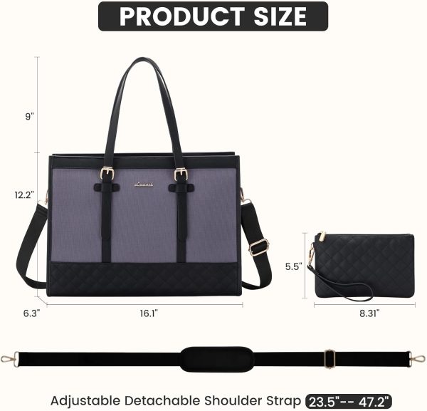 LOVEVOOK Laptop Bag for Women 15.6 inch Canvas Laptop Tote Bag, Large Capacity Work Bag with Clutch Purse, Computer Bag Office Business Briefcase, Casual Handbag for Travel College Teacher School - Image 35
