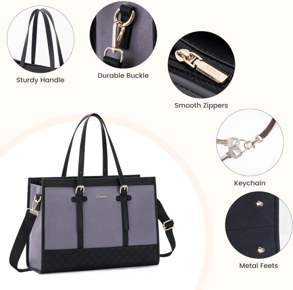 LOVEVOOK Laptop Bag for Women 15.6 inch Canvas Laptop Tote Bag, Large Capacity Work Bag with Clutch Purse, Computer Bag Office Business Briefcase, Casual Handbag for Travel College Teacher School - Image 38