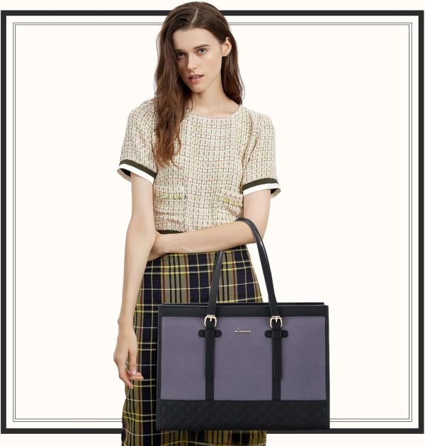 LOVEVOOK Laptop Bag for Women 15.6 inch Canvas Laptop Tote Bag, Large Capacity Work Bag with Clutch Purse, Computer Bag Office Business Briefcase, Casual Handbag for Travel College Teacher School - Image 39