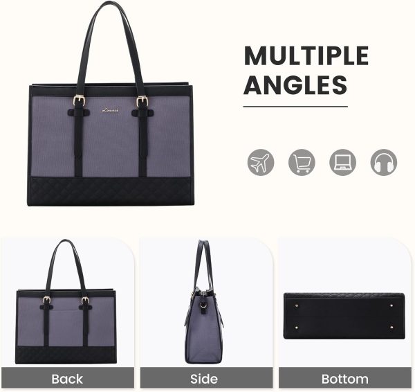 LOVEVOOK Laptop Bag for Women 15.6 inch Canvas Laptop Tote Bag, Large Capacity Work Bag with Clutch Purse, Computer Bag Office Business Briefcase, Casual Handbag for Travel College Teacher School - Image 41