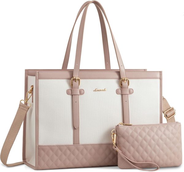 LOVEVOOK Laptop Bag for Women 15.6 inch Canvas Laptop Tote Bag, Large Capacity Work Bag with Clutch Purse, Computer Bag Office Business Briefcase, Casual Handbag for Travel College Teacher School - Image 42