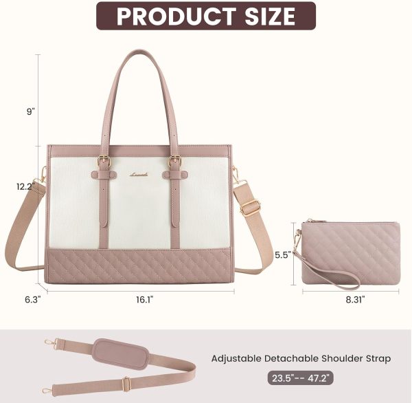 LOVEVOOK Laptop Bag for Women 15.6 inch Canvas Laptop Tote Bag, Large Capacity Work Bag with Clutch Purse, Computer Bag Office Business Briefcase, Casual Handbag for Travel College Teacher School - Image 43